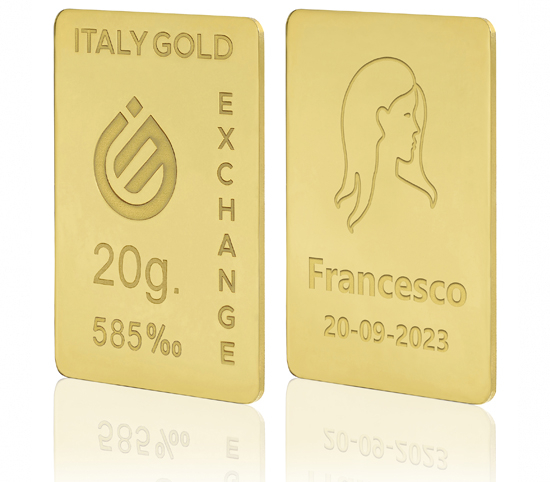 Lingote de Oro signo del zodiaco Virgo 14 Kt de 20 g. IGE GOLD